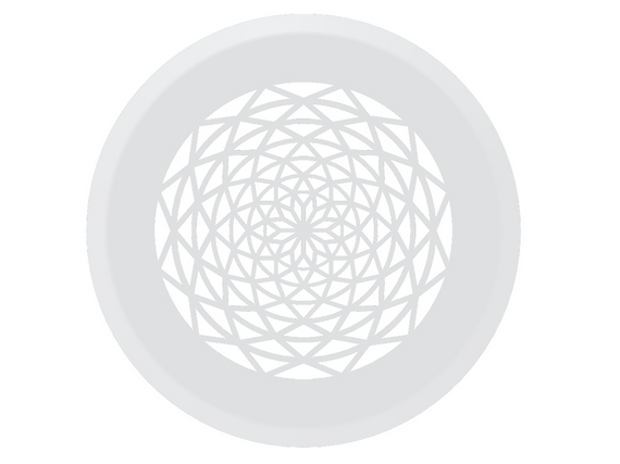 Zehnder_CSY_ComfoGrid Sans soucis round decorative grille, extract air Rendering Zehnder ComfoGrid CLRF/TVA DN125 round Comfortable indoor ventilation Angled view