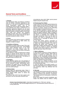 General Terms and Conditions - International Sales and Delivery Conditions